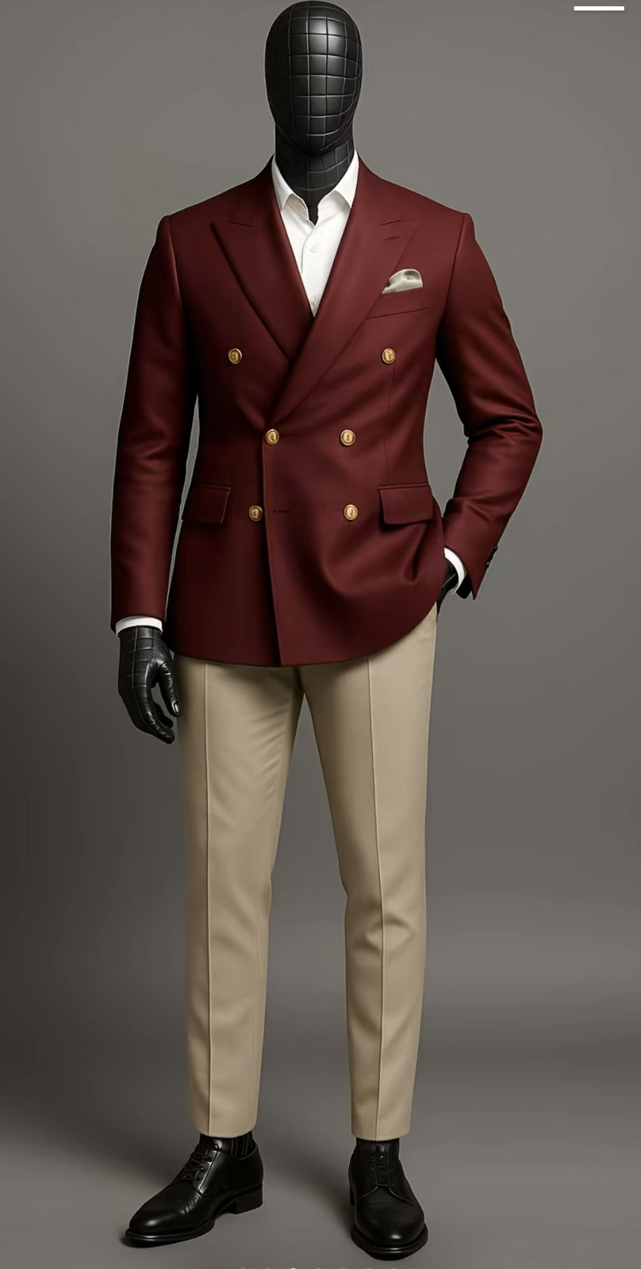 Burgundy Blazer with Cream Trousers